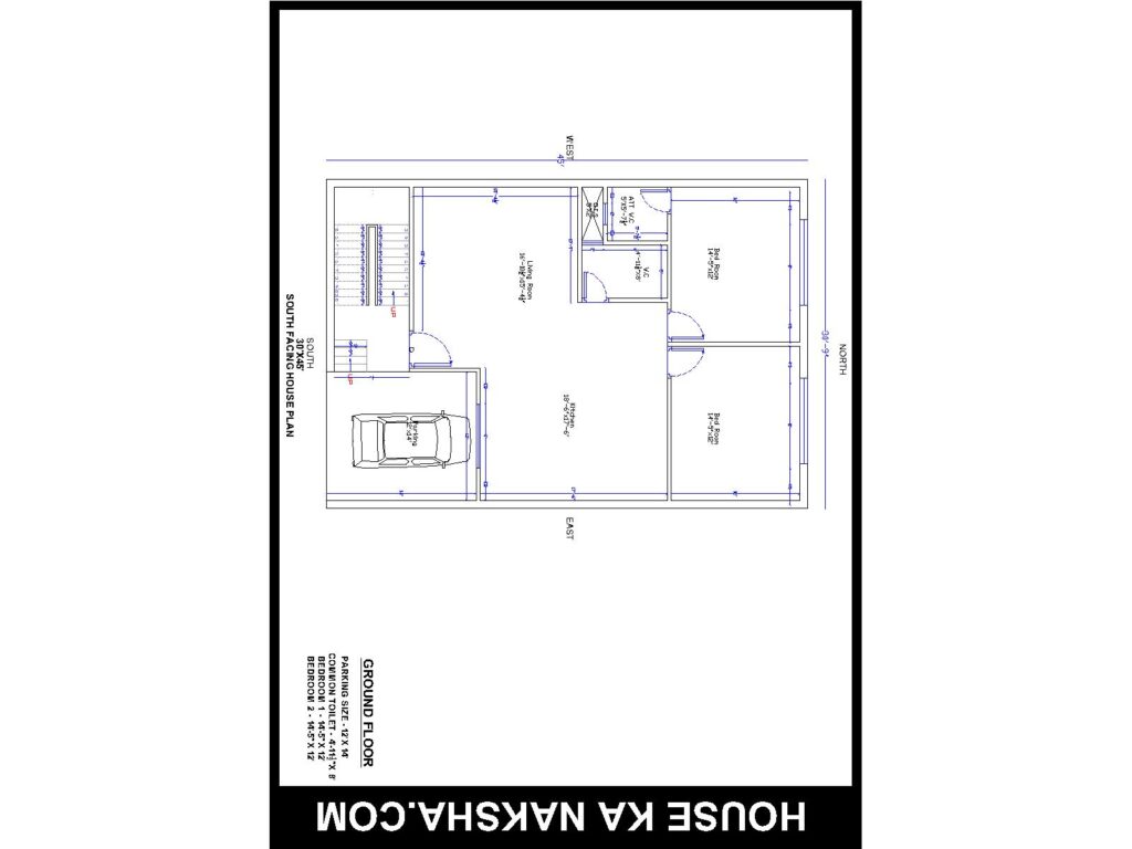 30X45 south facing house plan